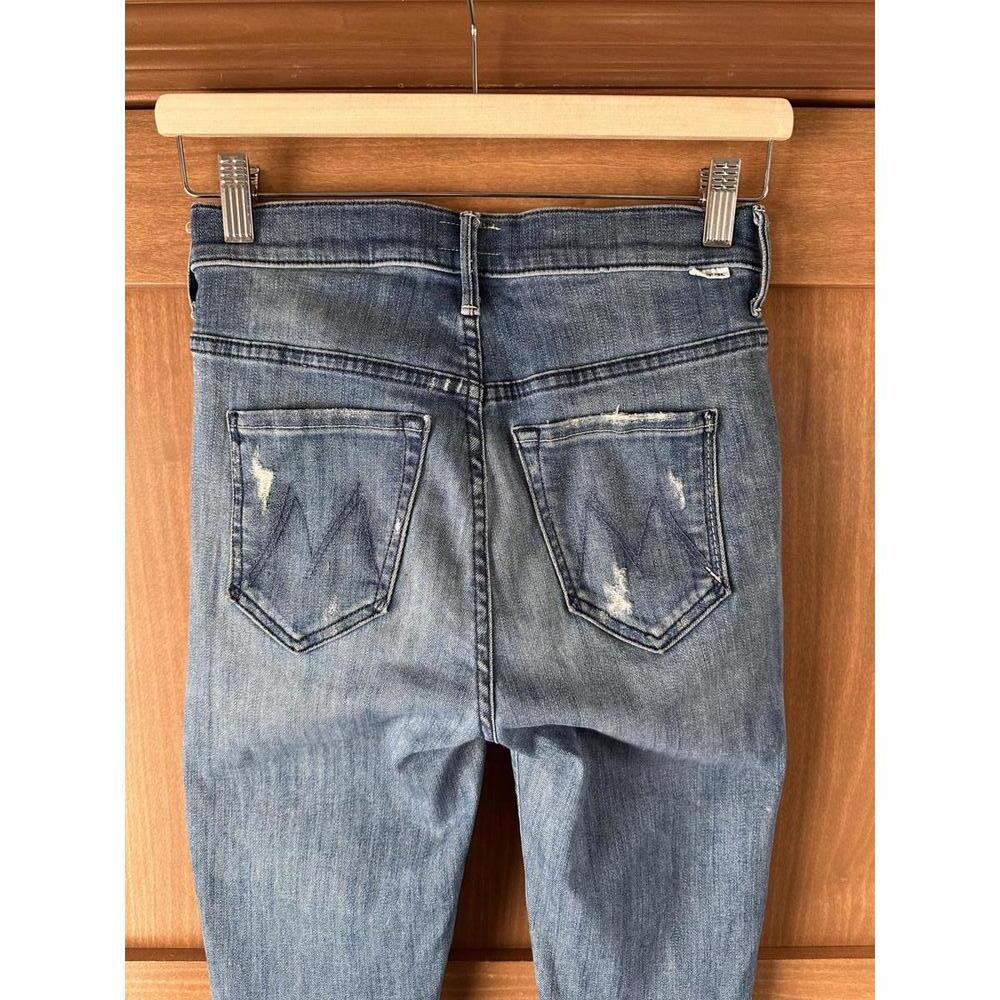 MOTHER The Stunner Ankle Fray Graffiti Girl Denim Distressed Jeans Women’s sz 24 - Picture 5 of 15